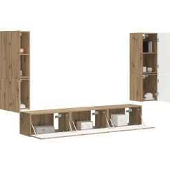 vidaXL Tv-meubelset Wandgemonteerd 4 pcs Artisan Eiken Bewerkt hout