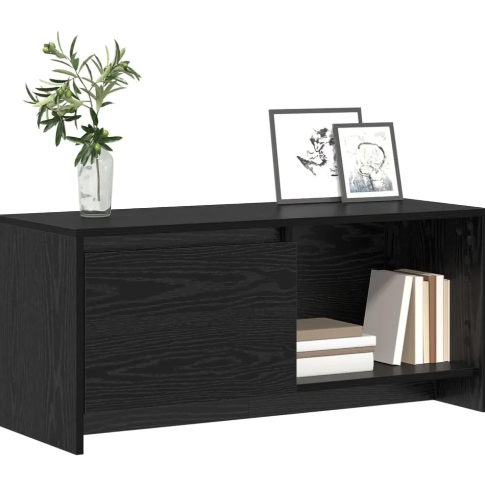 vidaXL Tv-meubelset Zwart Eiken 90 x 35 x 40 cm Bewerkt hout