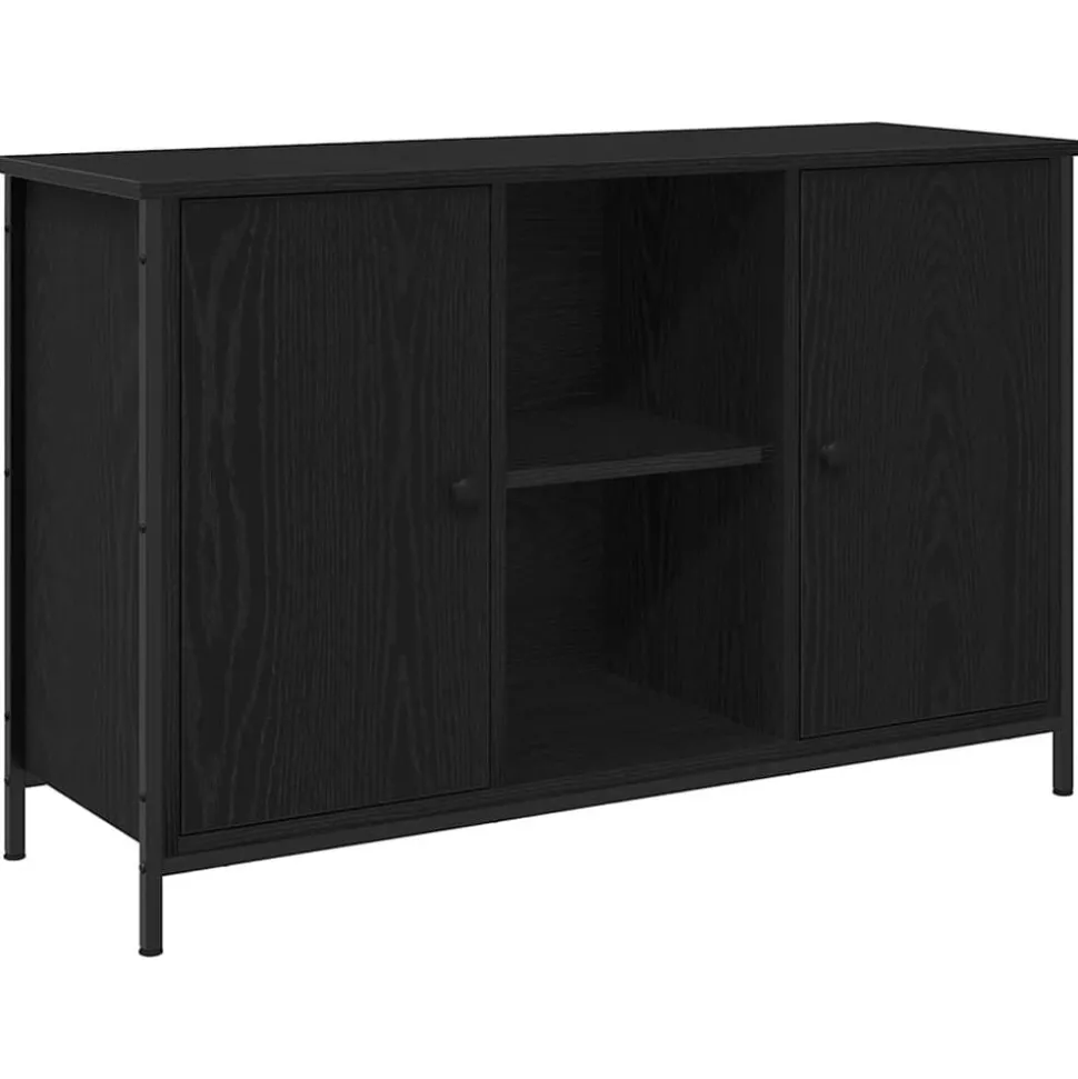 vidaXL Tv-meubelset Zwart Eiken 101 x 35 x 65 cm Bewerkt hout