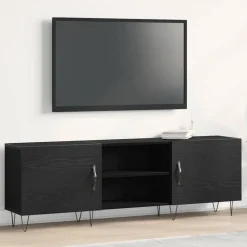 vidaXL Tv-meubelset Zwart Eiken 150 x 30 x 50 cm Bewerkt hout