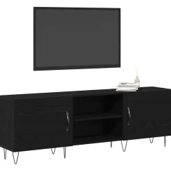 vidaXL Tv-meubelset Zwart Eiken 150 x 30 x 50 cm Bewerkt hout