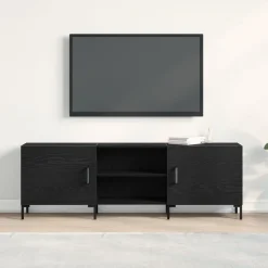 vidaXL Tv-meubelset Zwart Eiken 150 x 30 x 50 cm Bewerkt hout