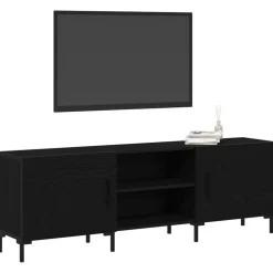 vidaXL Tv-meubelset Zwart Eiken 150 x 30 x 50 cm Bewerkt hout