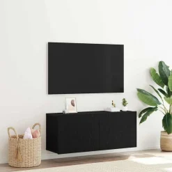 vidaXL Tv-meubelset Zwart Eiken 100 x 30 x 41 cm Bewerkt hout