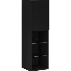 vidaXL Tv-meubelset Zwart Eiken 30,5 x 30 x 102 cm Bewerkt hout