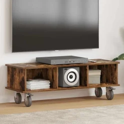vidaXL TV-standaard Gerookt eiken 100 x 35 x 35 cm Bewerkt hout