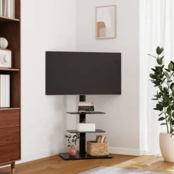 vidaXL Tv-standaard hoekmodel 3-laags voor 32-65 inch zwart
