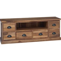 vidaXL TV-standaard met lade Naturel 110 x 30 x 40 cm Massief Teakhout