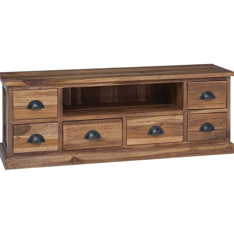 vidaXL TV-standaard met lade Naturel 110 x 30 x 40 cm Massief Teakhout