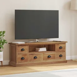 vidaXL TV-standaard met lade Naturel 110 x 30 x 40 cm Massief Teakhout