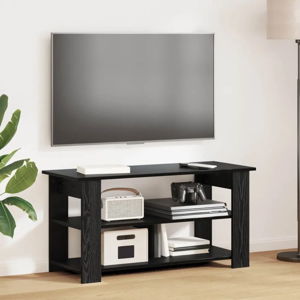 vidaXL TV-standaard Zwart Eiken 100 x 40 x 50 cm