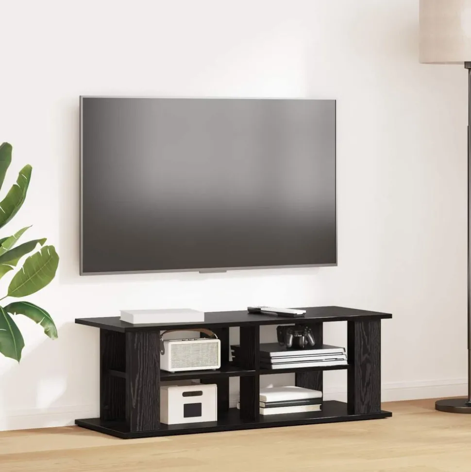 vidaXL TV-standaard Zwart Eiken 96 x 35 x 33,5 cm