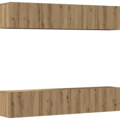 vidaXL Tv-wandkasten 4 st bewerkt hout artisanaal eikenkleurig
