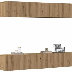 vidaXL Tv-wandkasten 4 st bewerkt hout artisanaal eikenkleurig