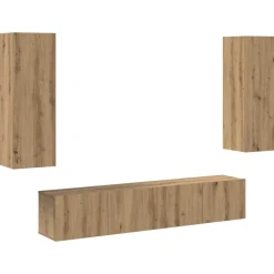 vidaXL Tv-wandkasten 4 st bewerkt hout artisanaal eikenkleurig