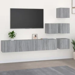 vidaXL Tv-wandmeubel bewerkt hout grijs sonoma eikenkleurig