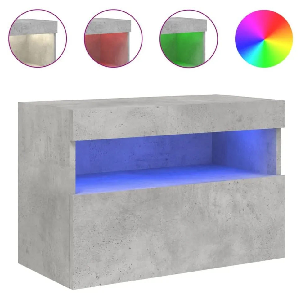 vidaXL Tv-wandmeubel met LED-verlichting 60x30x40 cm betongrijs