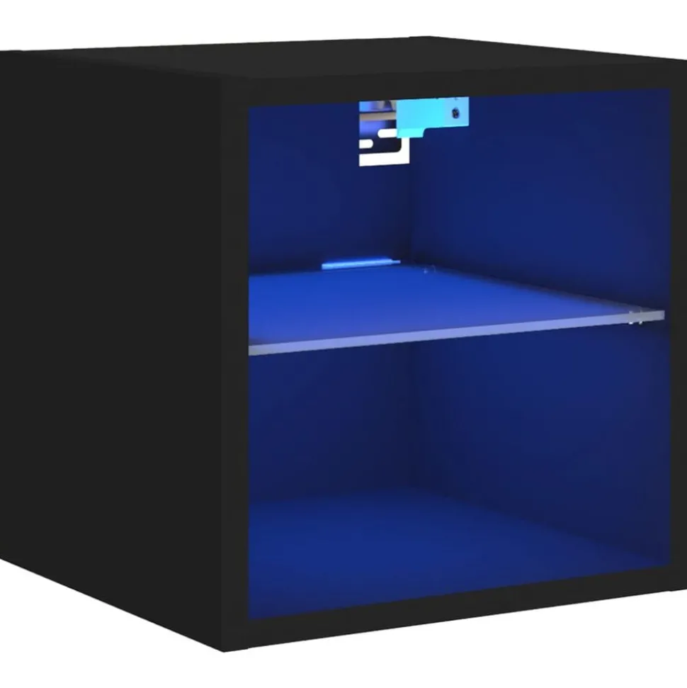 vidaXL Tv-wandmeubel met LED-verlichting 30x28,5x30 cm zwart