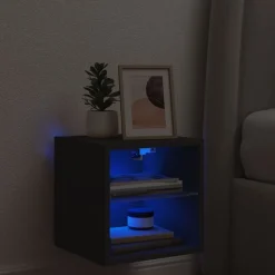 vidaXL Tv-wandmeubel met LED-verlichting 30x28,5x30 cm zwart
