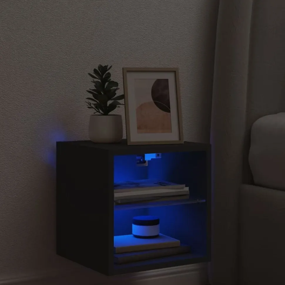 vidaXL Tv-wandmeubel met LED-verlichting 30x28,5x30 cm zwart