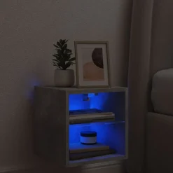 vidaXL Tv-wandmeubel met LED-verlichting 30x28,5x30 cm betongrijs