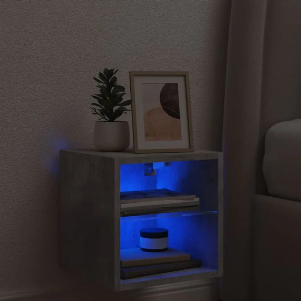 vidaXL Tv-wandmeubel met LED-verlichting 30x28,5x30 cm betongrijs