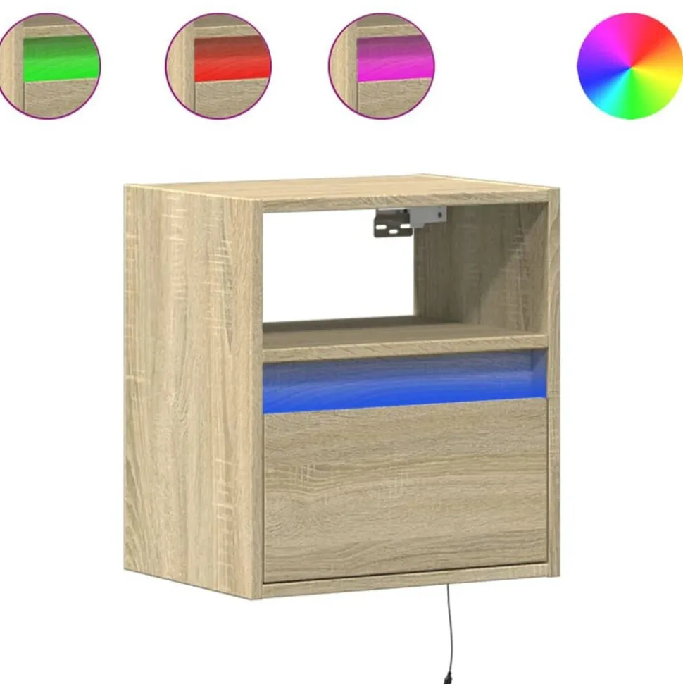 vidaXL Tv-wandmeubel met LED-verlichting 41x31x45 cm sonoma eikenkleur