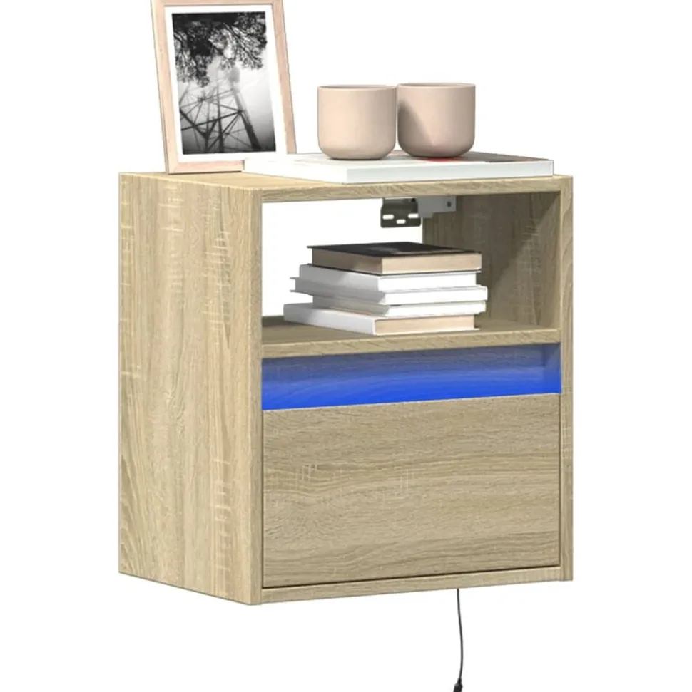 vidaXL Tv-wandmeubel met LED-verlichting 41x31x45 cm sonoma eikenkleur