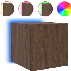 vidaXL Tv-wandmeubel met LED-verlichting 30,5x35x30 cm bruineiken