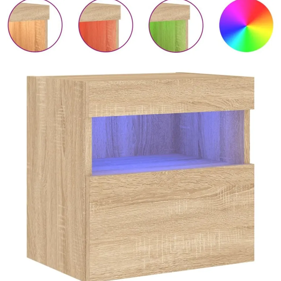 vidaXL Tv-wandmeubel met LED-verlichting 40x30x40 cm sonoma eikenkleur
