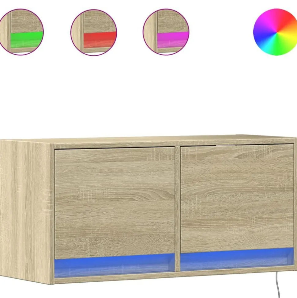 vidaXL Tv-wandmeubel met LED-verlichting 80x31x35 cm sonoma eikenkleur