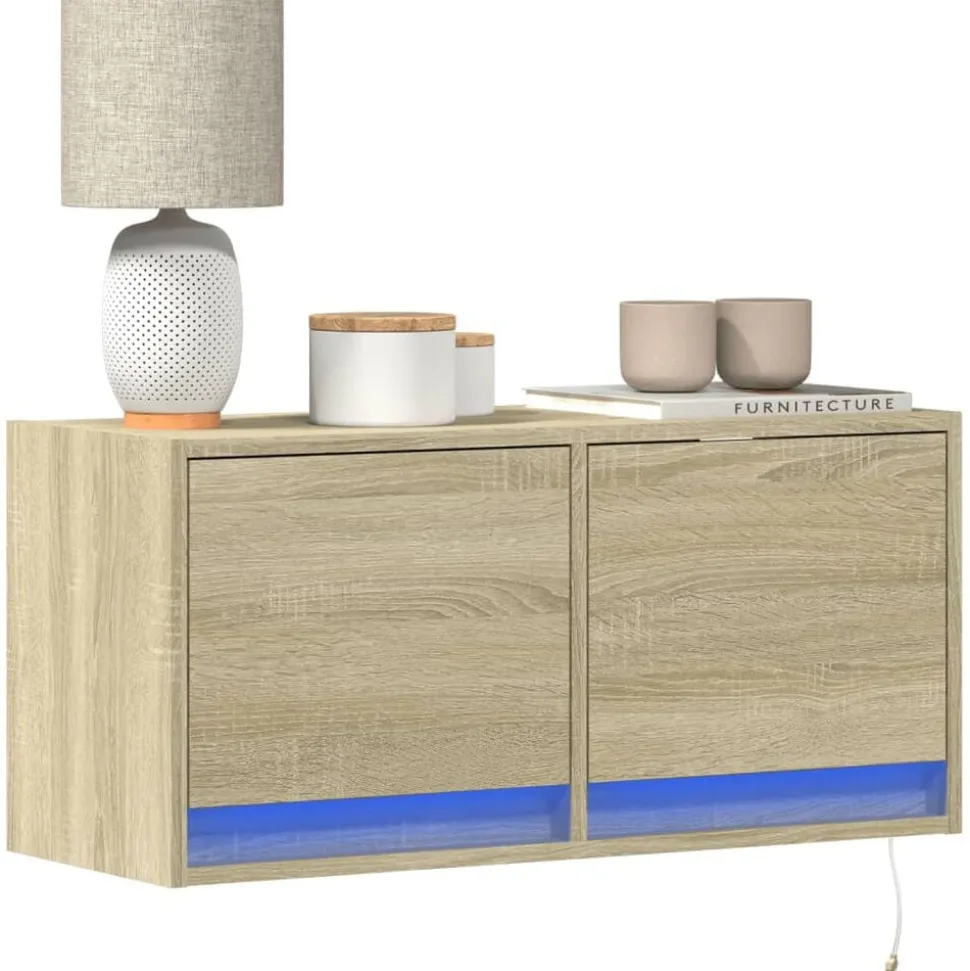 vidaXL Tv-wandmeubel met LED-verlichting 80x31x35 cm sonoma eikenkleur