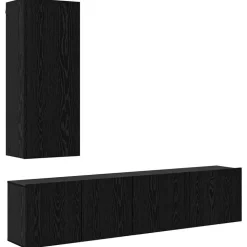 vidaXL TV-wandmeubel Wandgemonteerd 5 pcs Zwart eiken Bewerkt hout