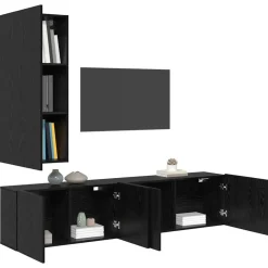 vidaXL TV-wandmeubel Wandgemonteerd 5 pcs Zwart eiken Bewerkt hout