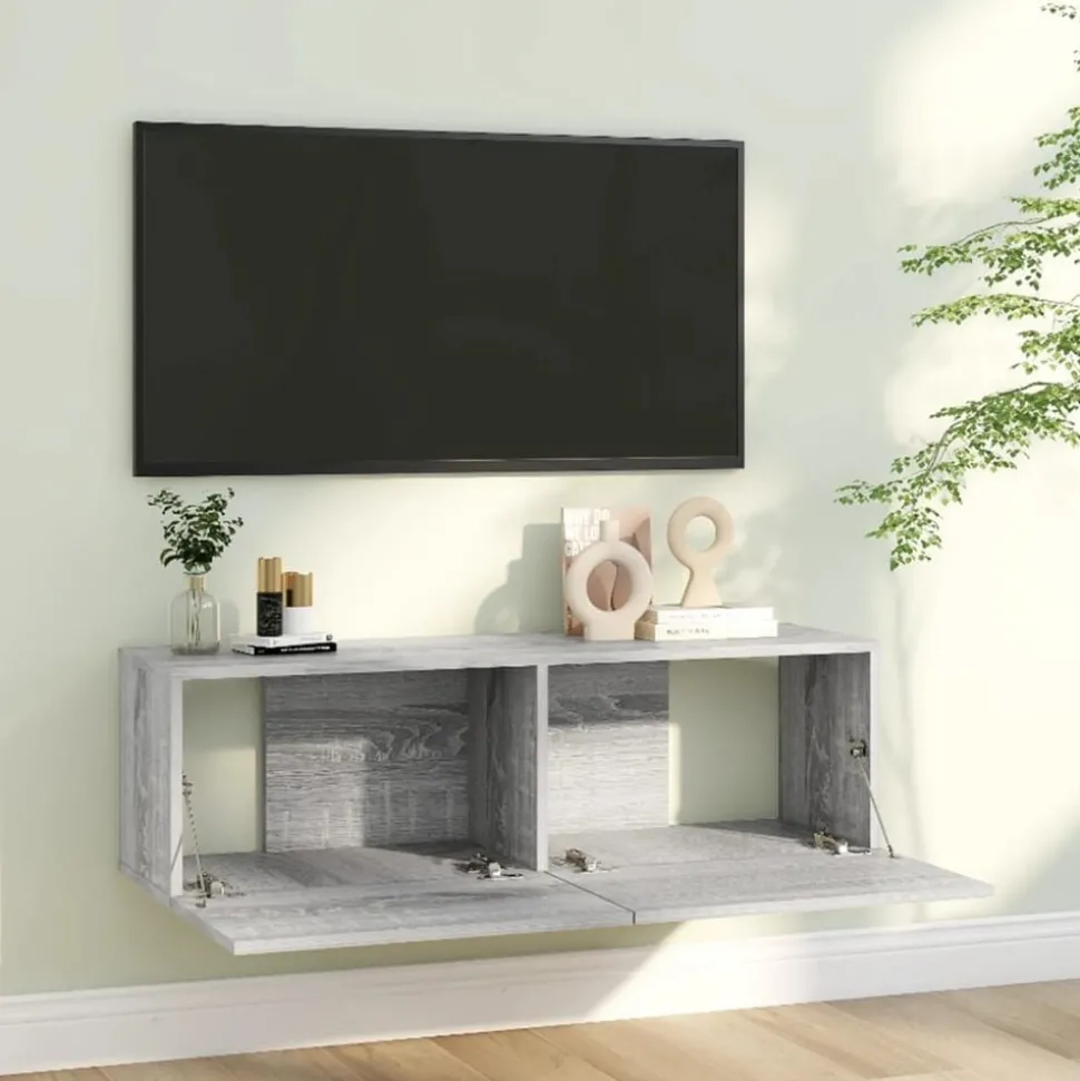 vidaXL Tv-wandmeubel 100x30x30 cm bewerkt hout grijs sonoma eikenkleur