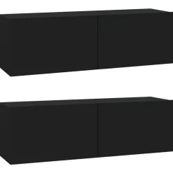 vidaXL Tv-wandmeubels 2 st 100x30x30 cm bewerkt hout zwart
