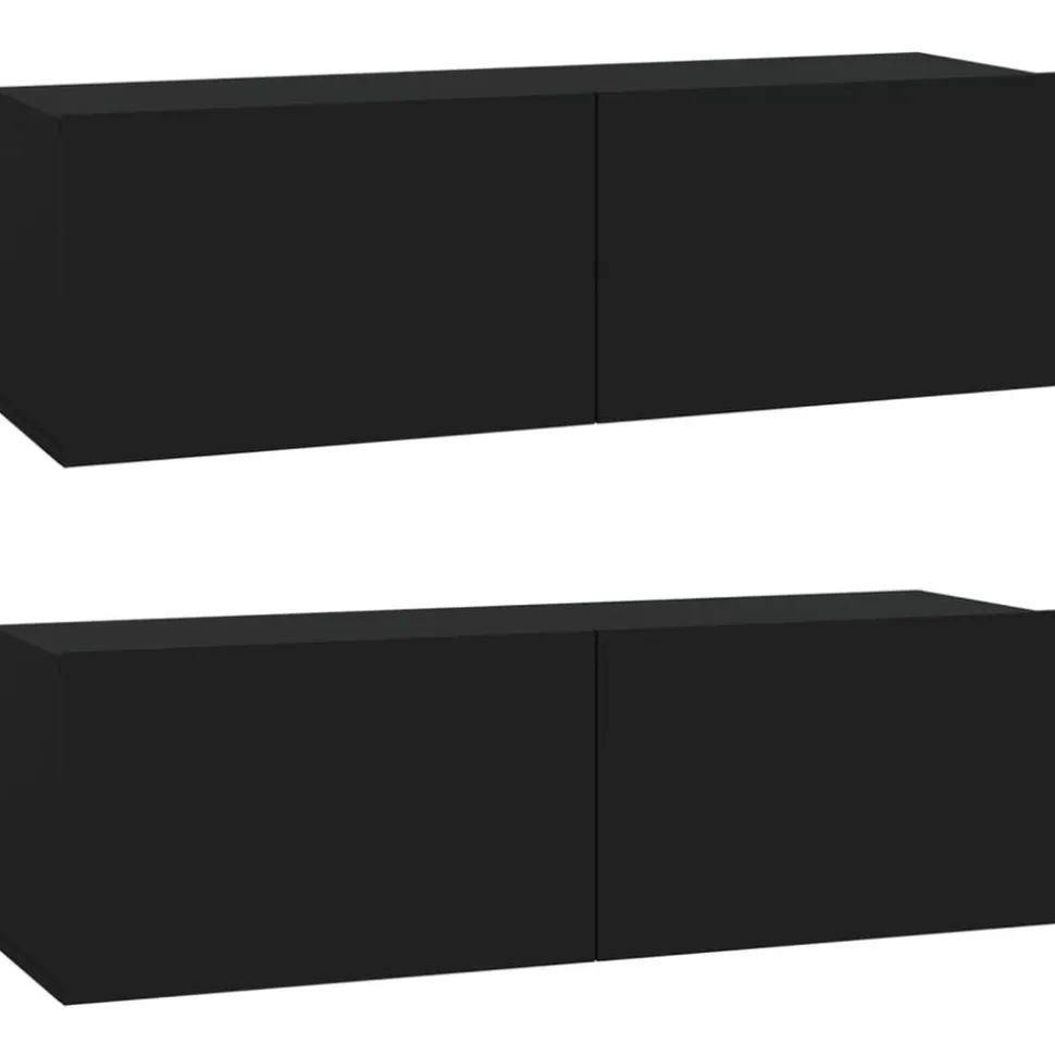 vidaXL Tv-wandmeubels 2 st 100x30x30 cm bewerkt hout zwart
