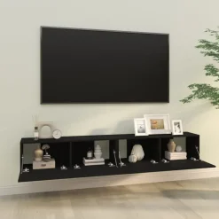 vidaXL Tv-wandmeubels 2 st 100x30x30 cm bewerkt hout zwart