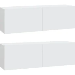 vidaXL Tv-wandmeubels 2 st 100x30x30 cm bewerkt hout wit