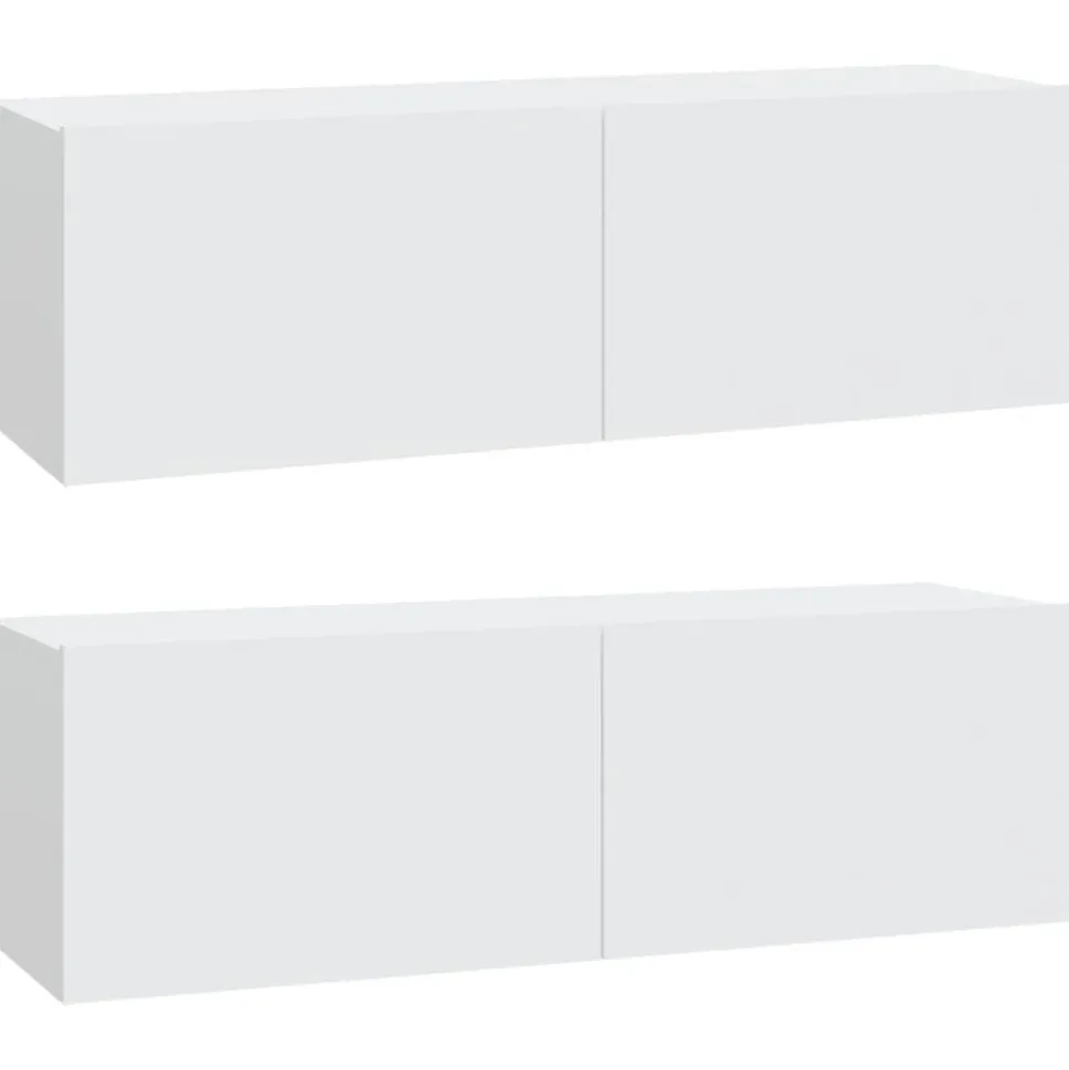vidaXL Tv-wandmeubels 2 st 100x30x30 cm bewerkt hout wit
