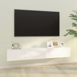 vidaXL Tv-wandmeubels 2 st 100x30x30 cm bewerkt hout wit