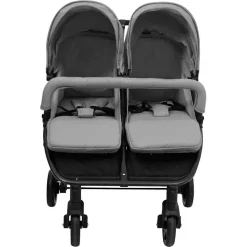 vidaXL Tweelingbuggy staal lichtgrijs en zwart