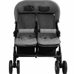 vidaXL Tweelingkinderwagen staal lichtgrijs