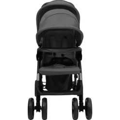 vidaXL Tweelingkinderwagen tandem staal donkergrijs