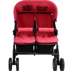 vidaXL Tweelingkinderwagen staal rood