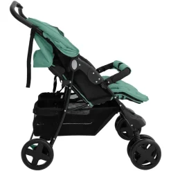 vidaXL Tweelingkinderwagen staal groen