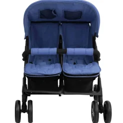 vidaXL Tweelingkinderwagen staal marineblauw