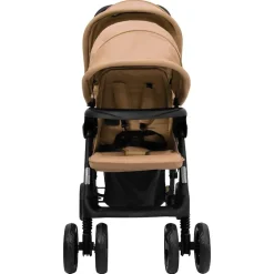 vidaXL Tweelingkinderwagen tandem staal taupe