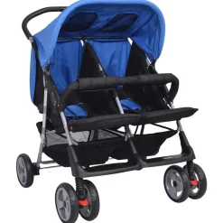 vidaXL Tweelingwagen staal rood en zwart