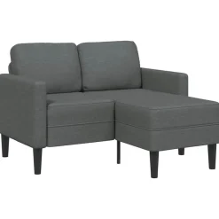 vidaXL Tweezitsbank met chaise longue L-vorm donkergrijs 125 cm stof